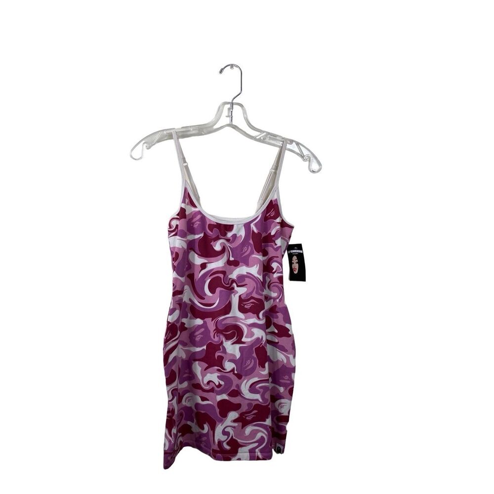 Bape Pink & White Swirl Midi Dress